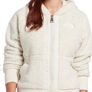 The North Face Sherpa‎ Hoodie Zip Up Jacket Cream Full Zip Hooded Size Medium
